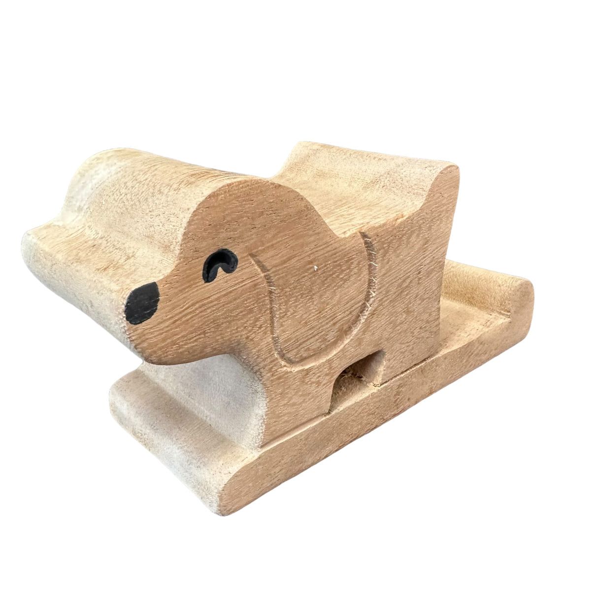 Wooden Basset Hound Phone Holder Music Frog Co
