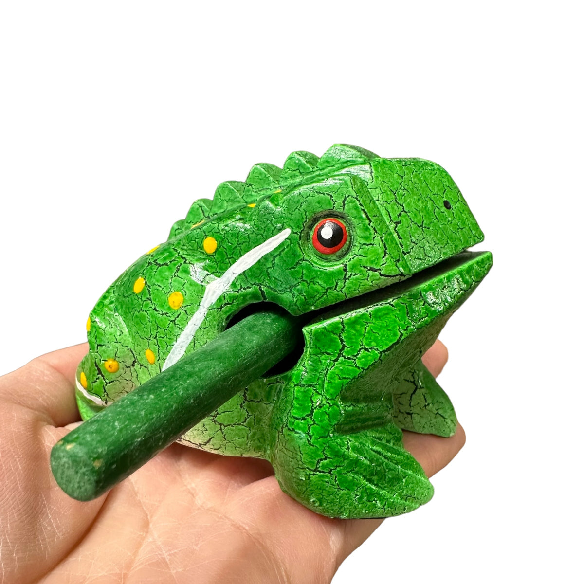 3" Wooden Musical Frog - Green Leaf Design (Percussion Instrument) Music Frog Co