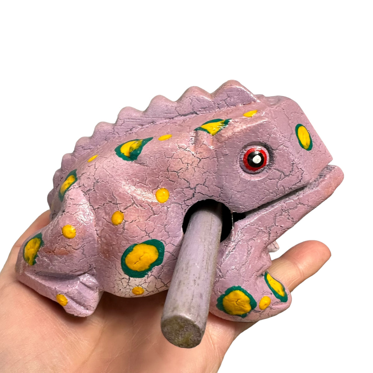 4" Wooden Musical Frog - Lavender Design (Percussion Instrument) Music Frog Co