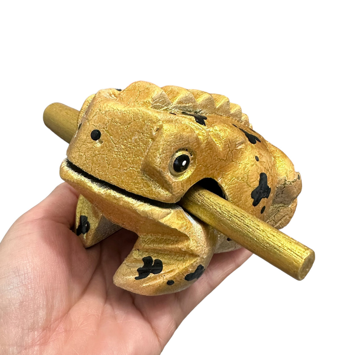 4" Wooden Musical Frog - Egyptian Golden Design (Percussion Instrument) Music Frog Co