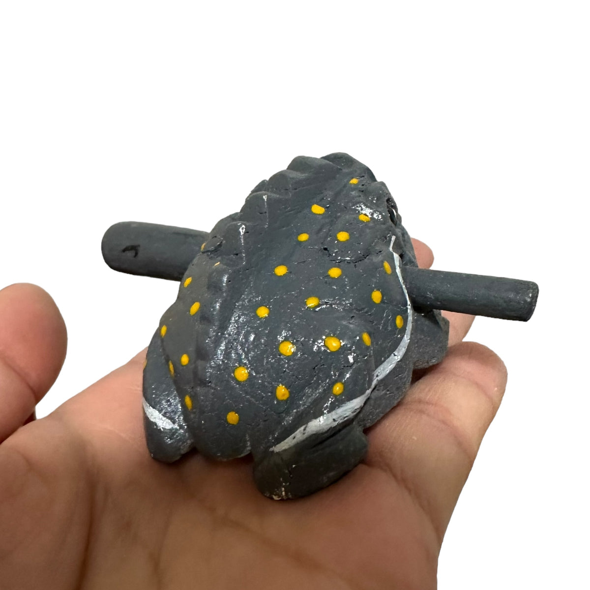 1.5" Wooden Musical Frog - Gray Design (Percussion Instrument) Music Frog Co