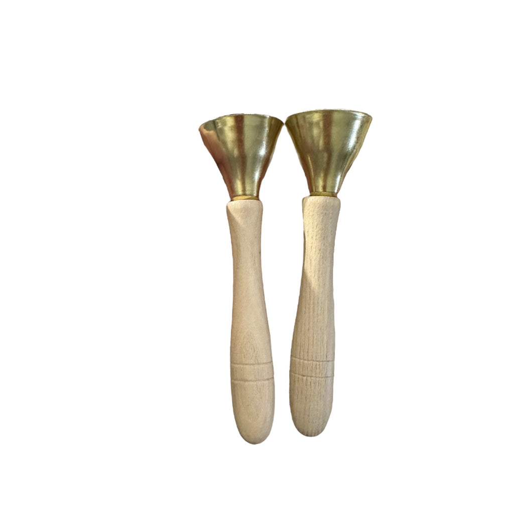 Wooden Handle Brass Bells – Set of 2 – Perfect for Music Learning & Kids’ Activities Music Frog Co