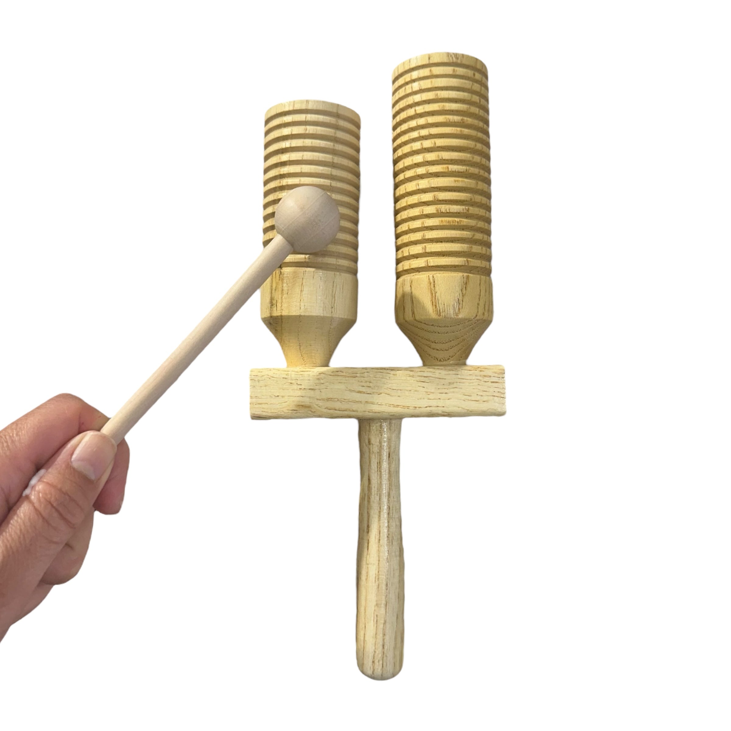 Wooden Double Guiro – Natural Wood Percussion Instrument for Music Learning Music Frog Co