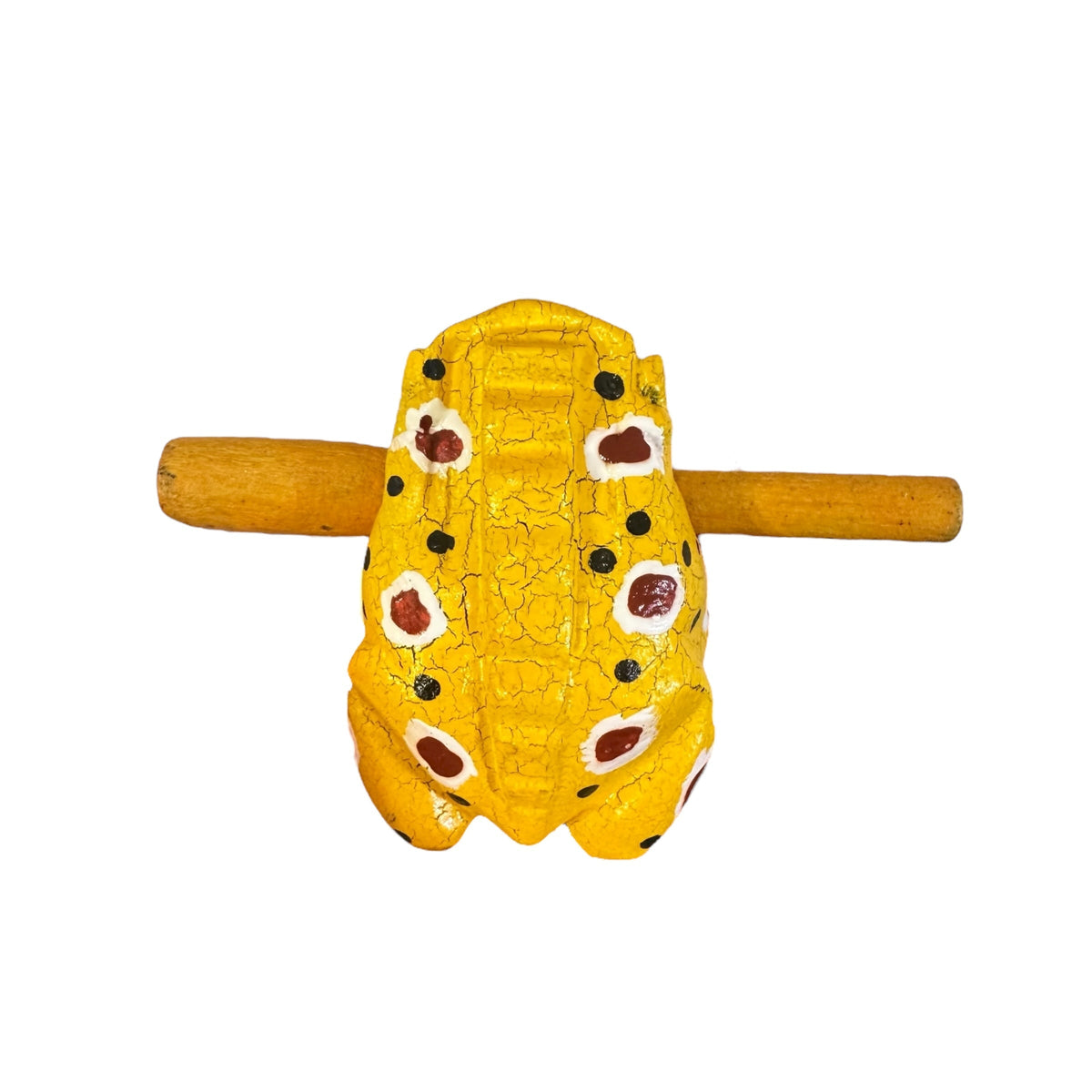 3" Wooden Musical Frog - Mustard Design (Percussion Instrument) Music Frog Co