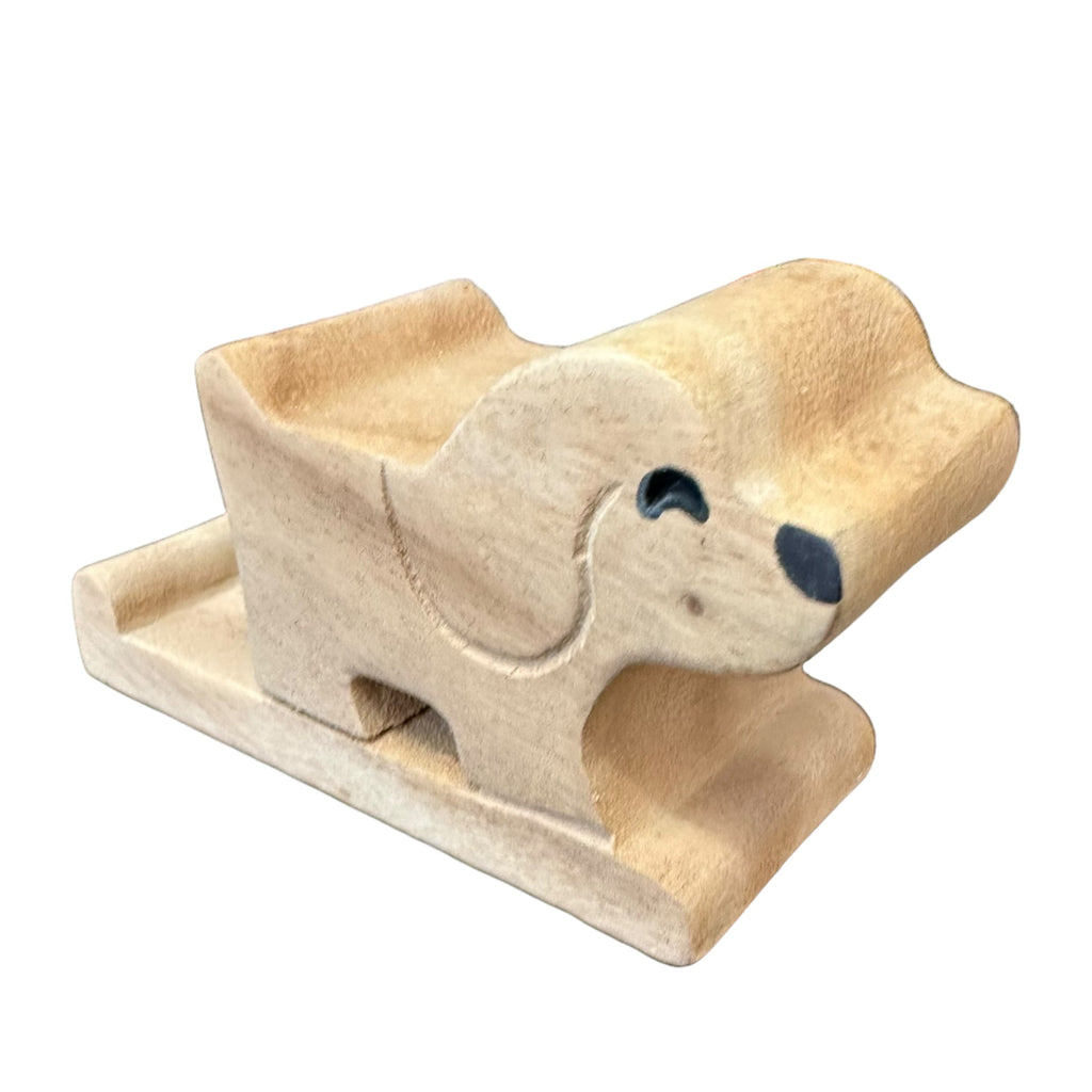Wooden Basset Hound Phone Holder Music Frog Co