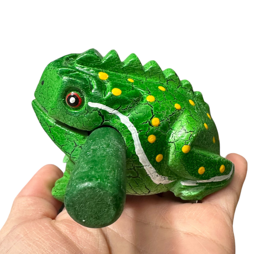 3" Wooden Musical Frog - Green Leaf Design (Percussion Instrument) Music Frog Co