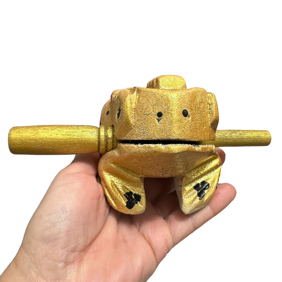 4" Wooden Musical Frog - Egyptian Golden Design (Percussion Instrument) Music Frog Co