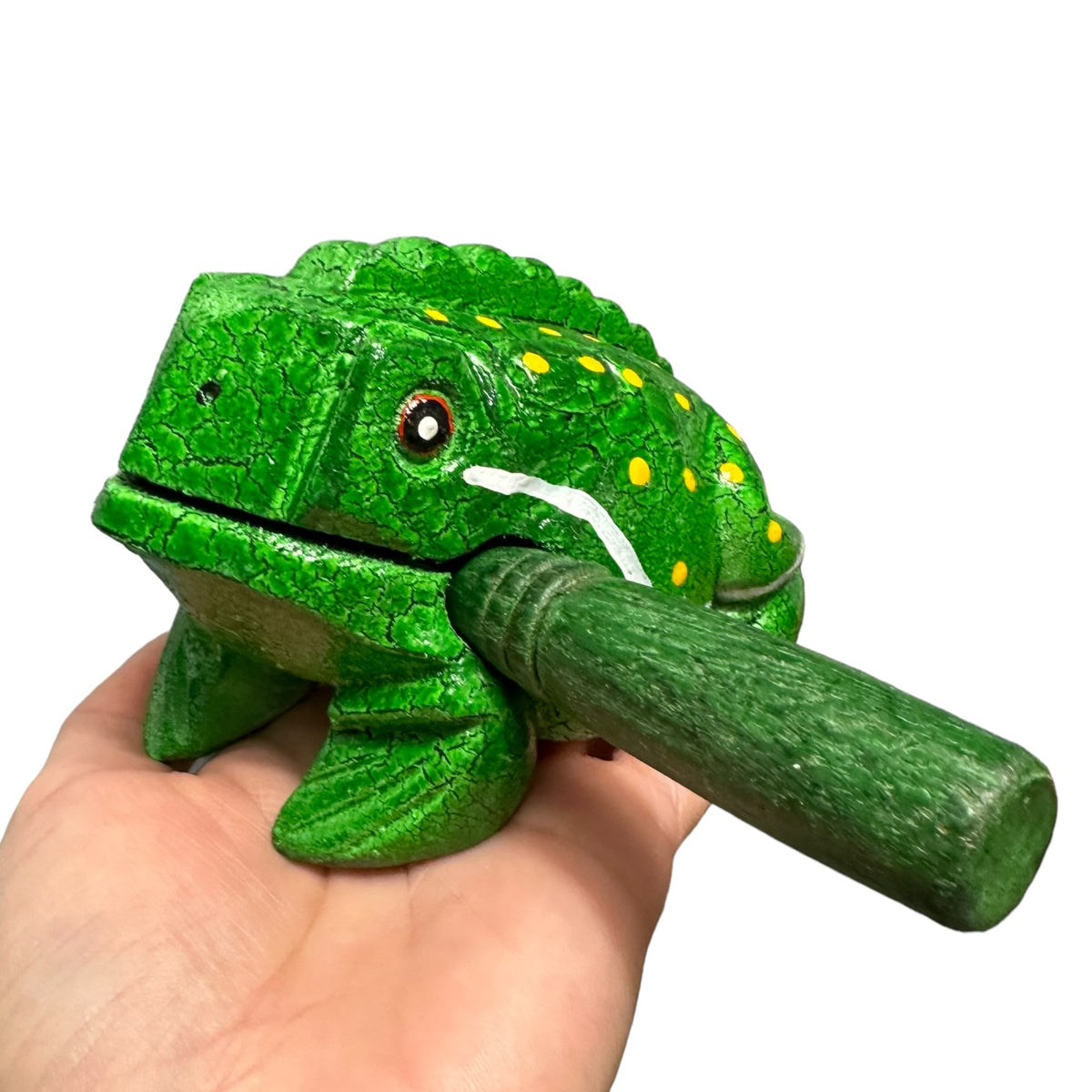 4" Wooden Musical Frog - Green Leaf Design (Percussion Instrument) Music Frog Co