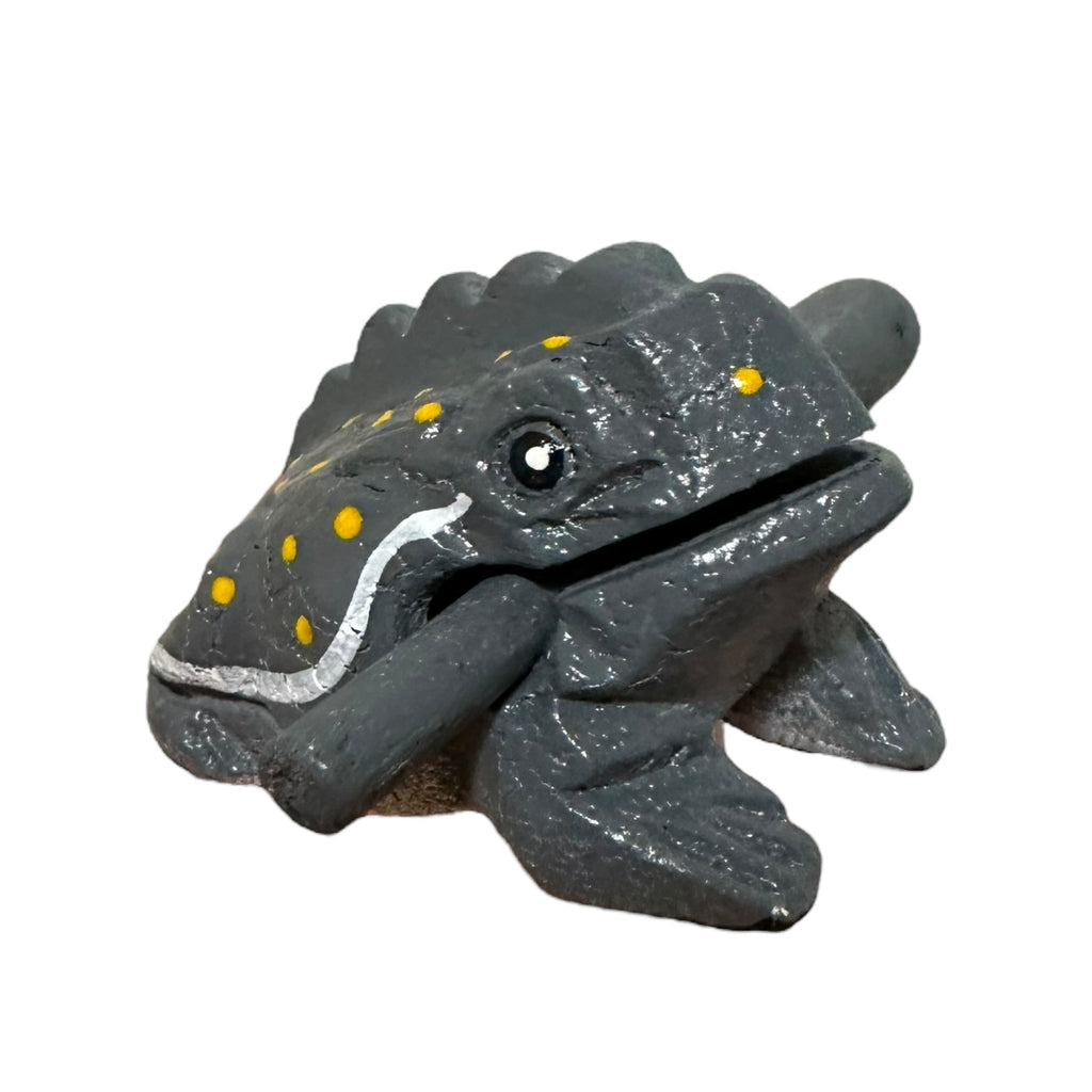 1.5" Wooden Musical Frog - Gray Design (Percussion Instrument) Music Frog Co