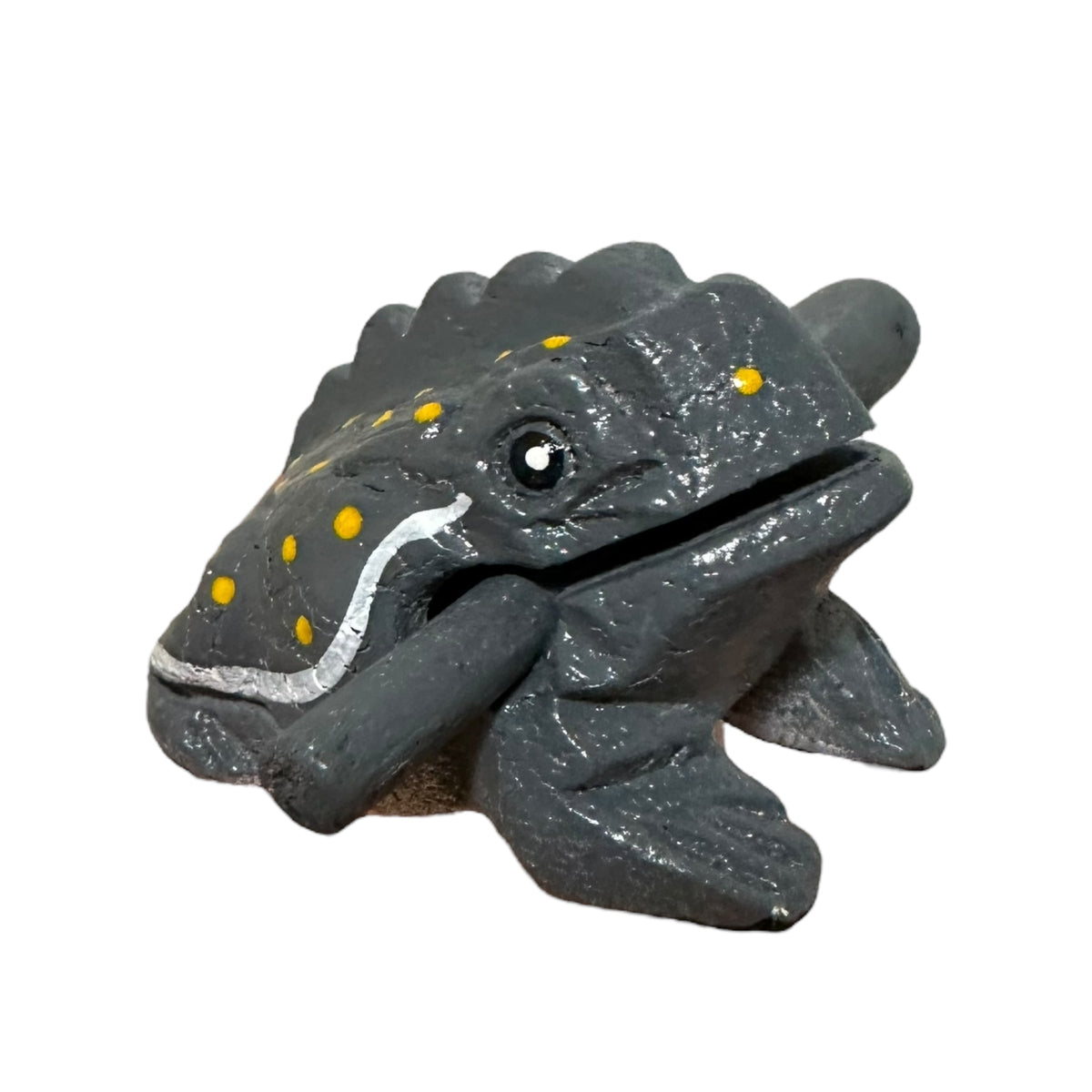 1.5" Wooden Musical Frog - Gray Design (Percussion Instrument) Music Frog Co