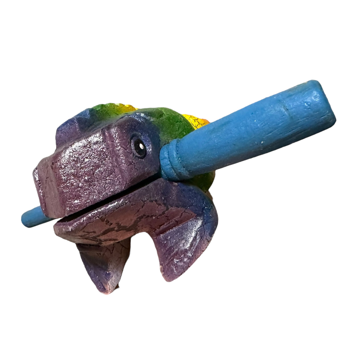 4" Wooden Musical Frog - Rainbow Design (Percussion Instrument) Music Frog Co