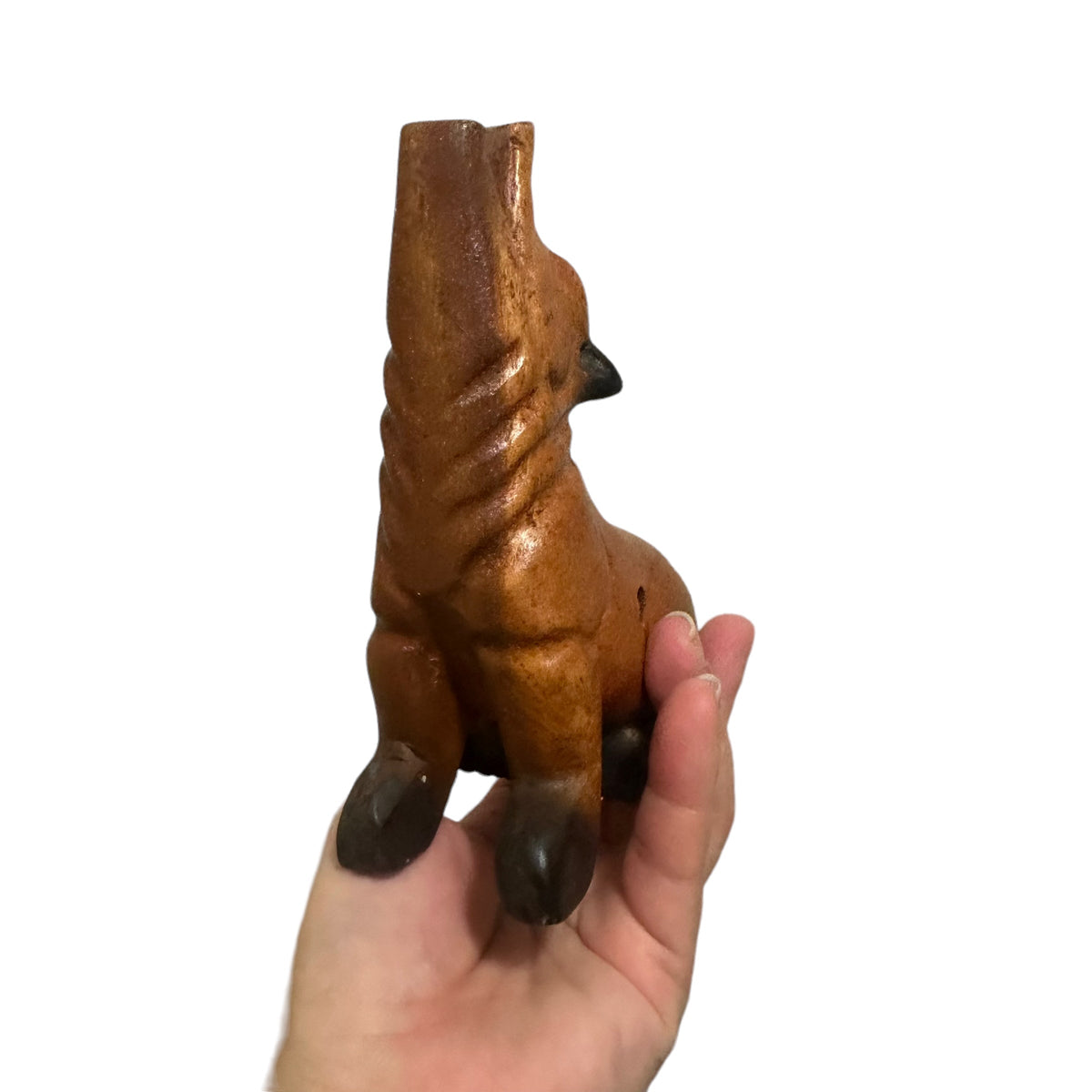 4.5" Small Dark Oak Wolf Musical Whistle Instrument Music Frog Co