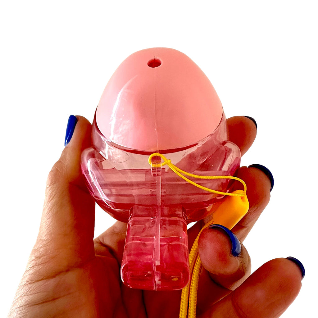 Clear Water Whistle Bird - Whimsical Water-Filled Whistle (Pink) Music Frog Co
