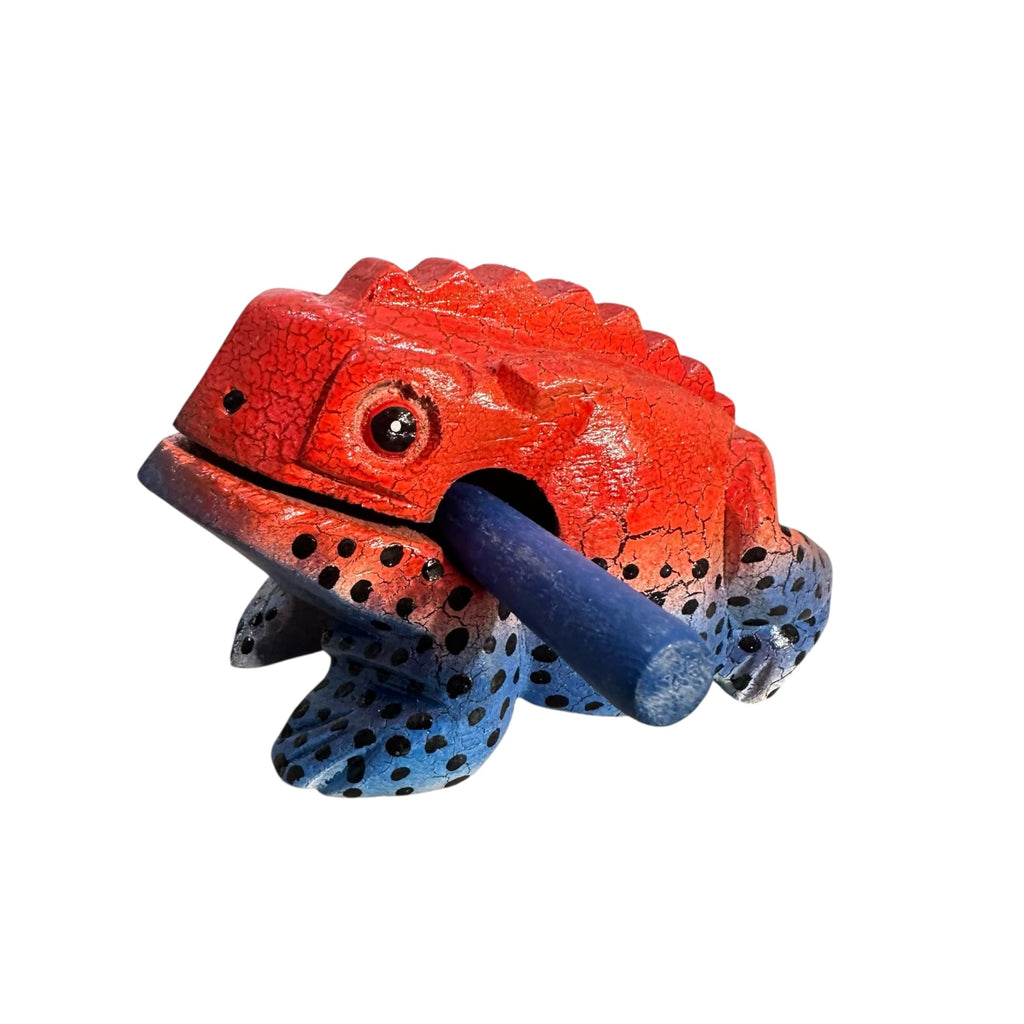 4" Wooden Musical Frog - Red Dart Design (Percussion Instrument) Music Frog Co