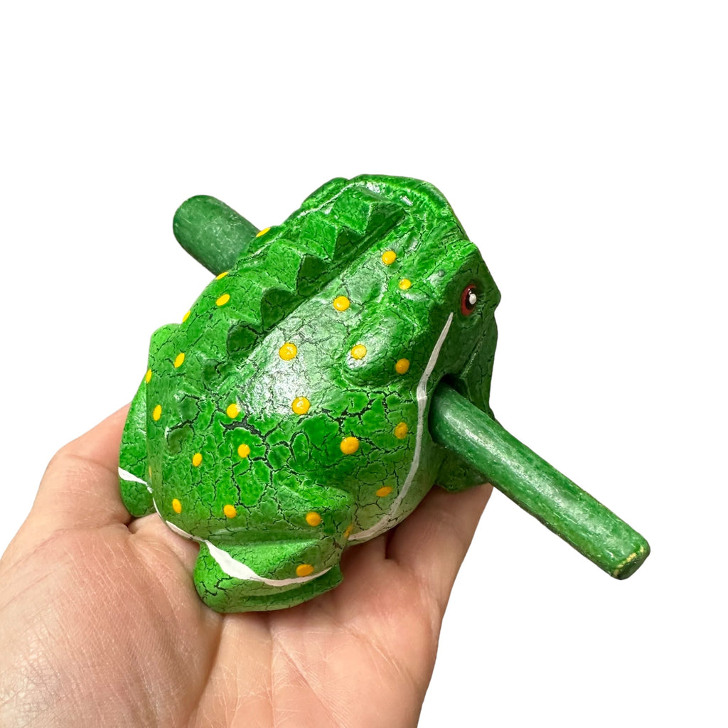 3" Wooden Musical Frog - Green Leaf Design (Percussion Instrument) Music Frog Co