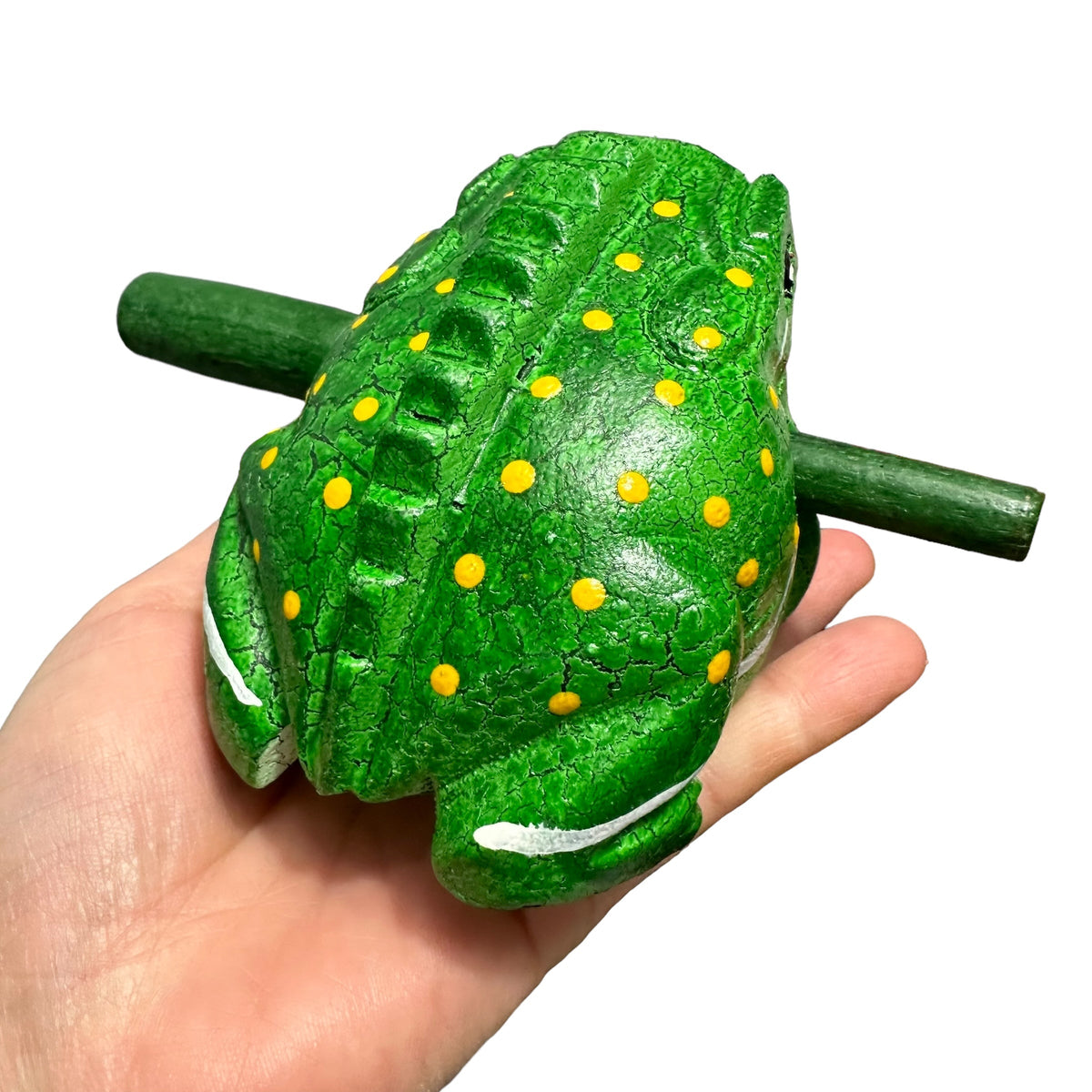 4" Wooden Musical Frog - Green Leaf Design (Percussion Instrument) Music Frog Co
