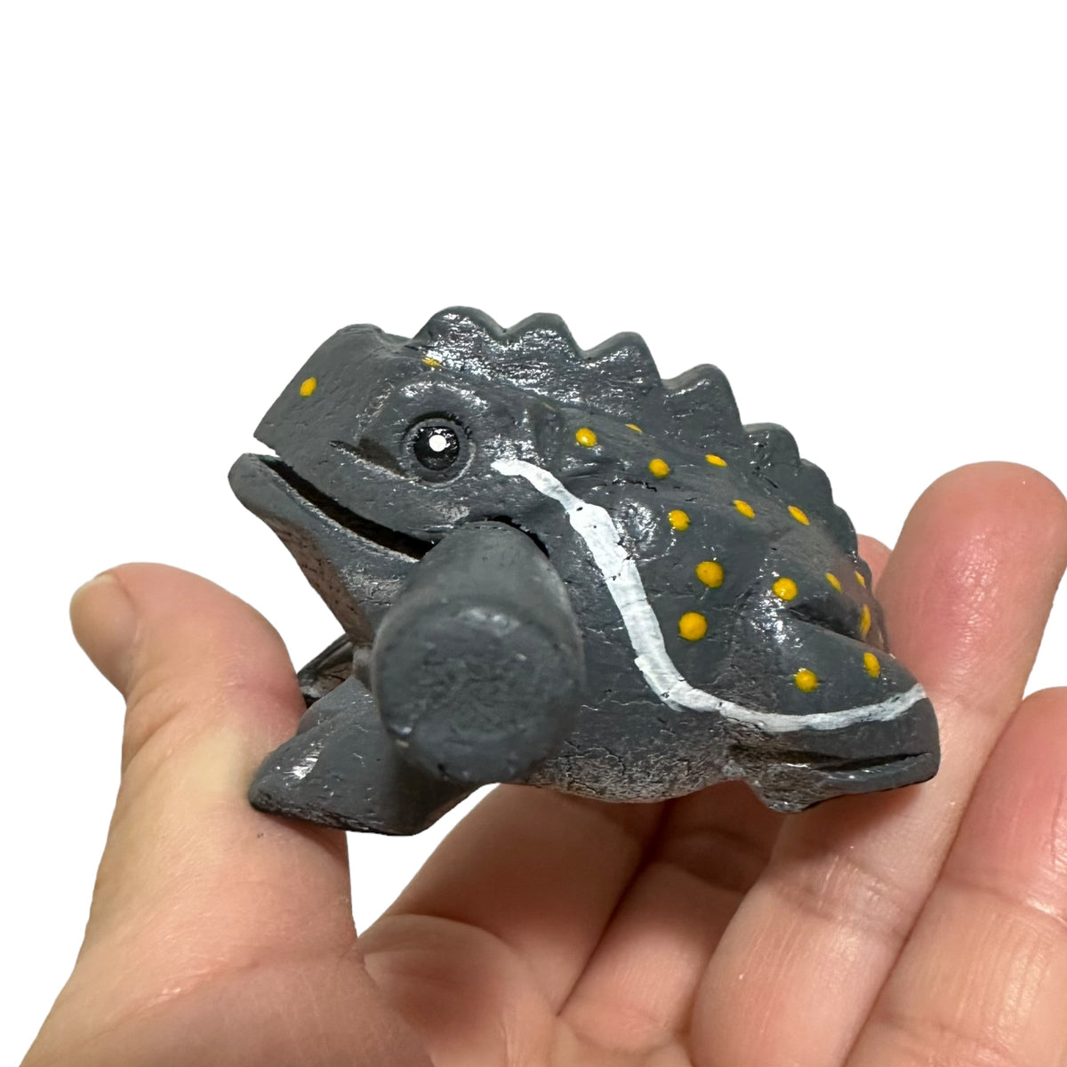 1.5" Wooden Musical Frog - Gray Design (Percussion Instrument) Music Frog Co