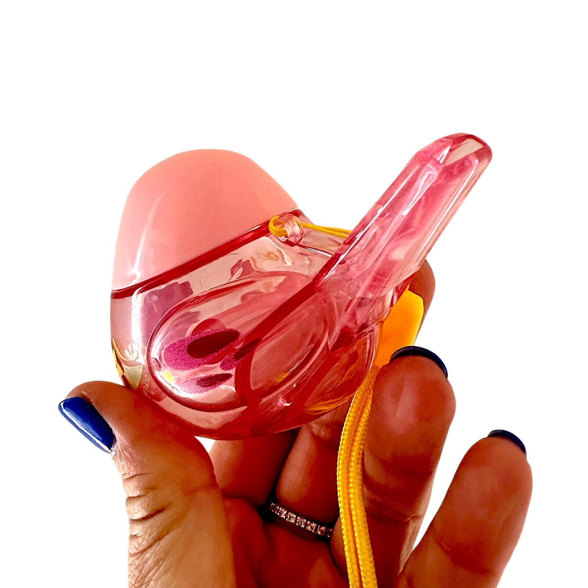 Clear Water Whistle Bird - Whimsical Water-Filled Whistle (Pink) Music Frog Co