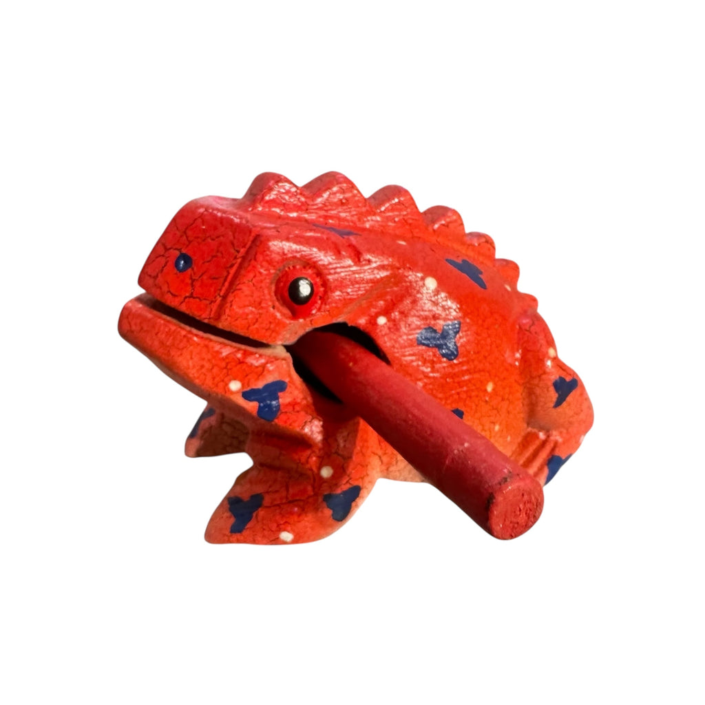 4" Wooden Musical Frog - Berry Design (Percussion Instrument) Music Frog Co
