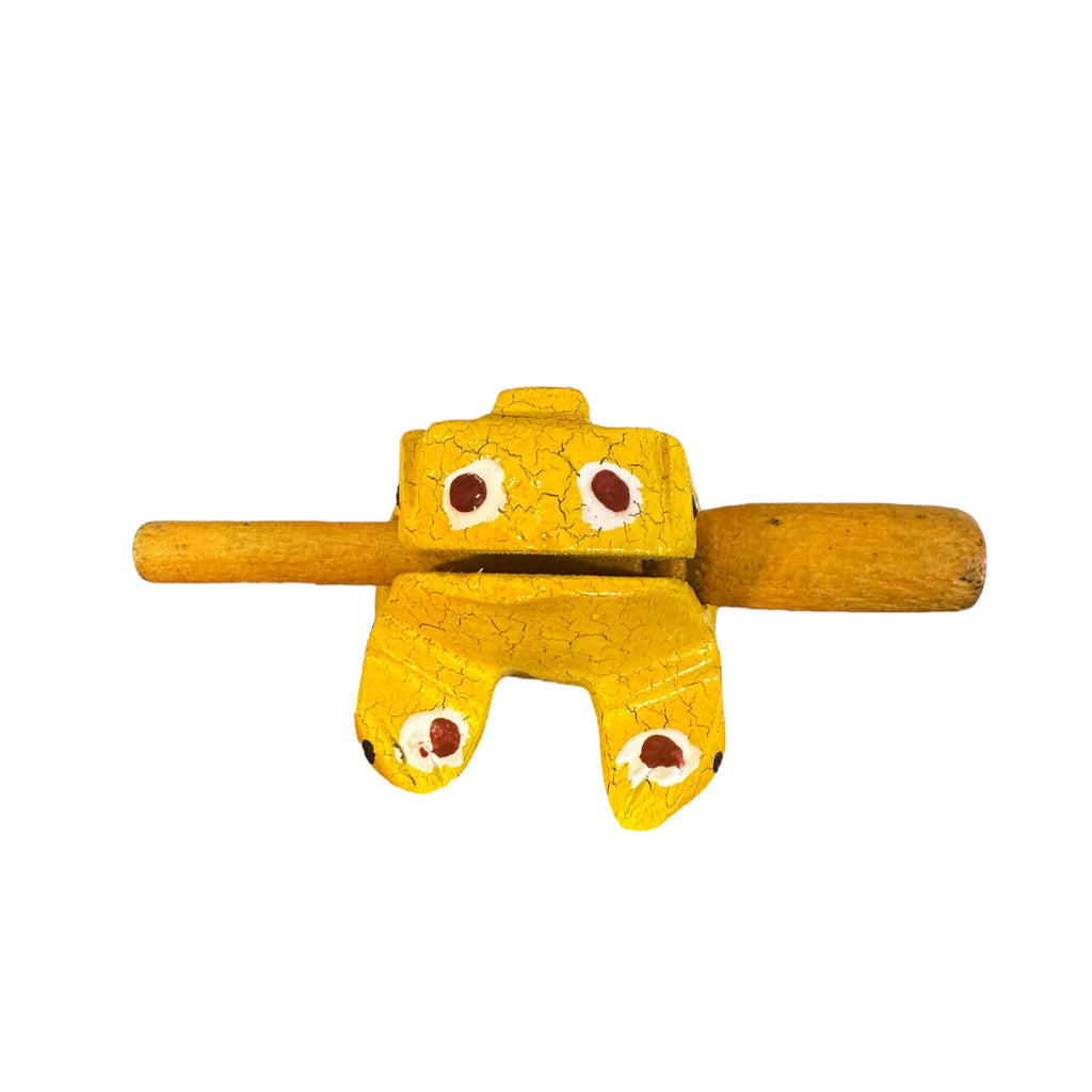 3" Wooden Musical Frog - Mustard Design (Percussion Instrument) Music Frog Co