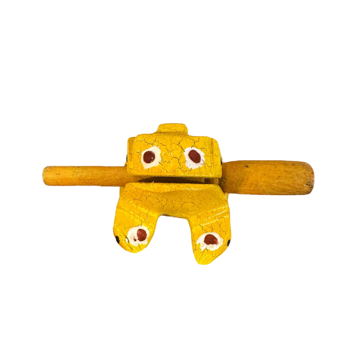 3" Wooden Musical Frog - Mustard Design (Percussion Instrument) Music Frog Co