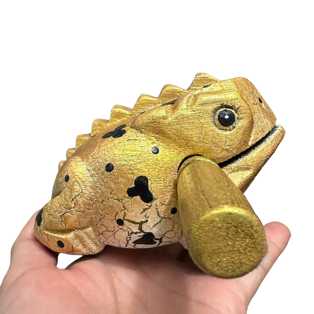 4" Wooden Musical Frog - Egyptian Golden Design (Percussion Instrument) Music Frog Co