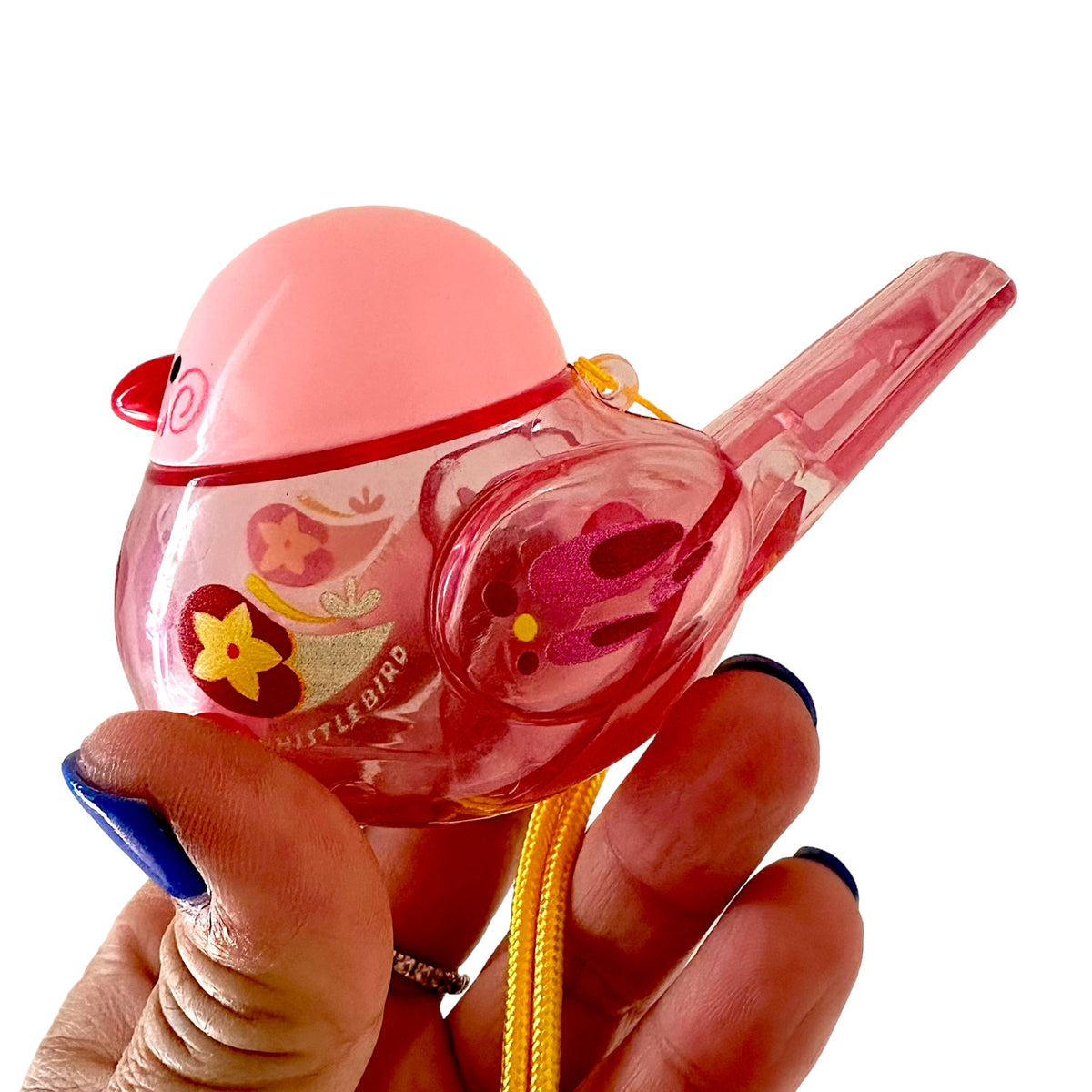 Clear Water Whistle Bird - Whimsical Water-Filled Whistle (Pink) Music Frog Co
