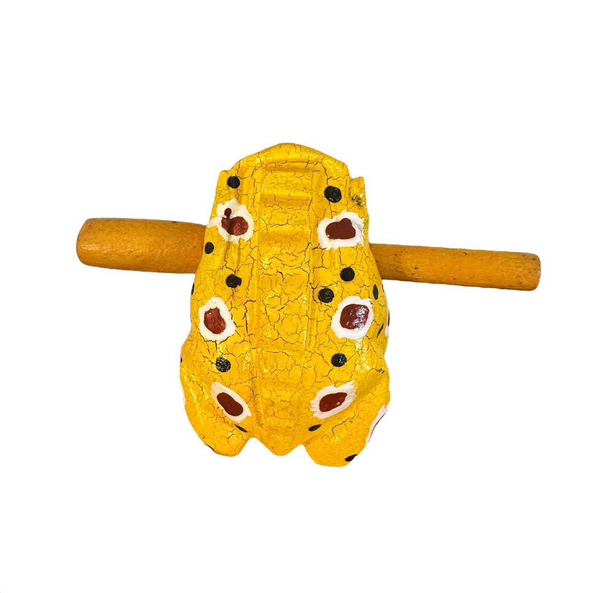 3" Wooden Musical Frog - Mustard Design (Percussion Instrument) Music Frog Co