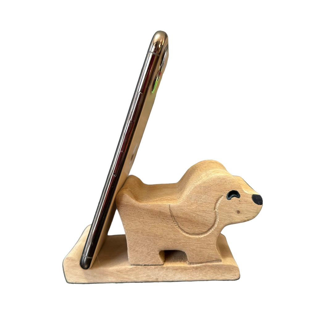 Wooden Basset Hound Phone Holder Music Frog Co