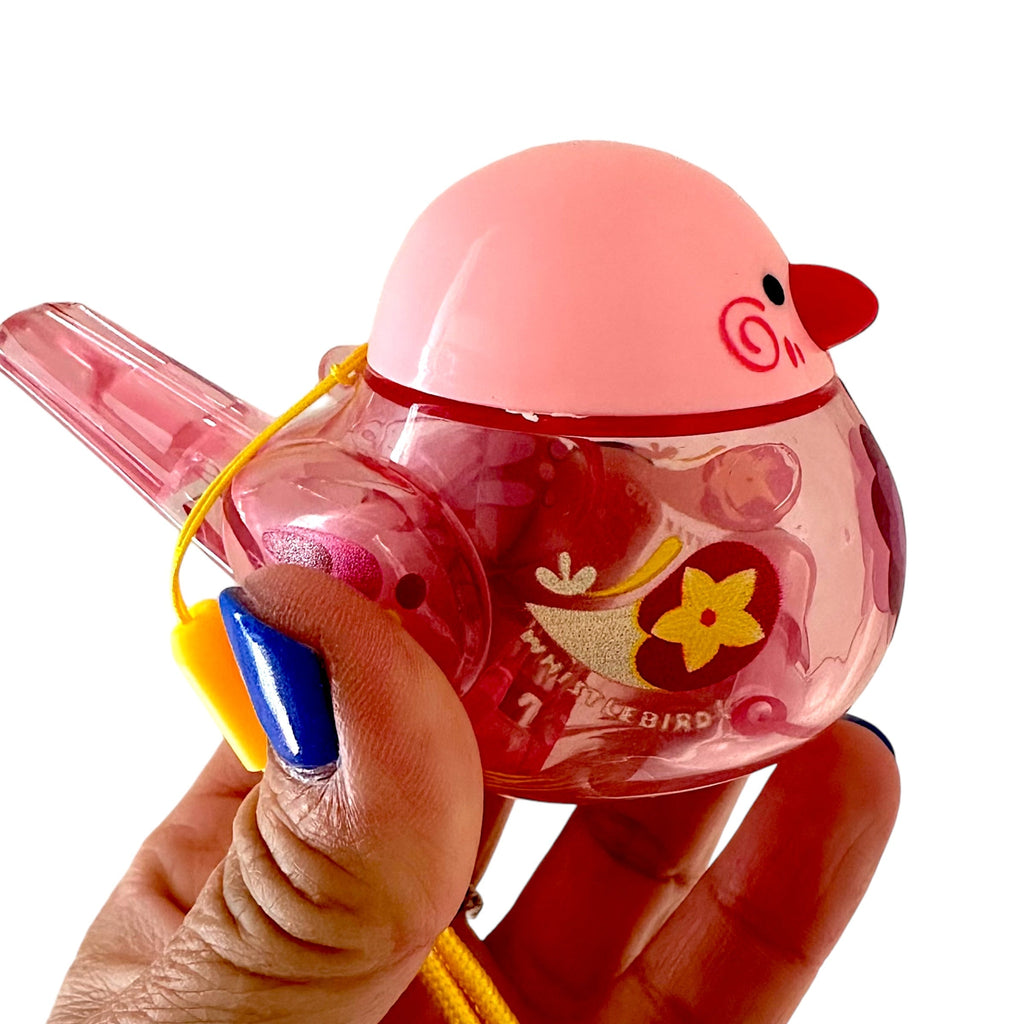 Clear Water Whistle Bird - Whimsical Water-Filled Whistle (Pink) Music Frog Co