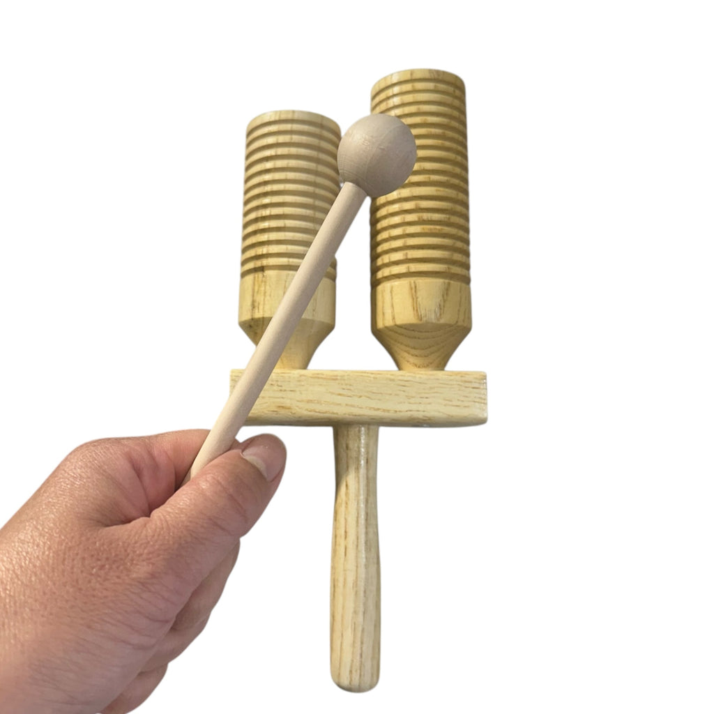 Wooden Double Guiro – Natural Wood Percussion Instrument for Music Learning Music Frog Co