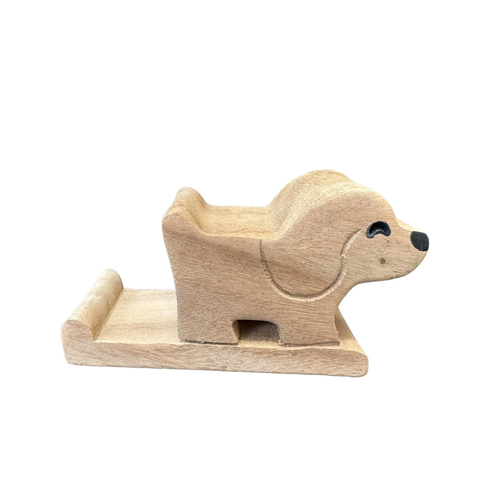 Wooden Basset Hound Phone Holder Music Frog Co