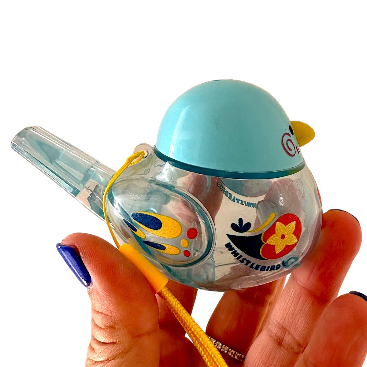 Clear Water Whistle Bird - Whimsical Water-Filled Whistle (Blue) Music Frog Co