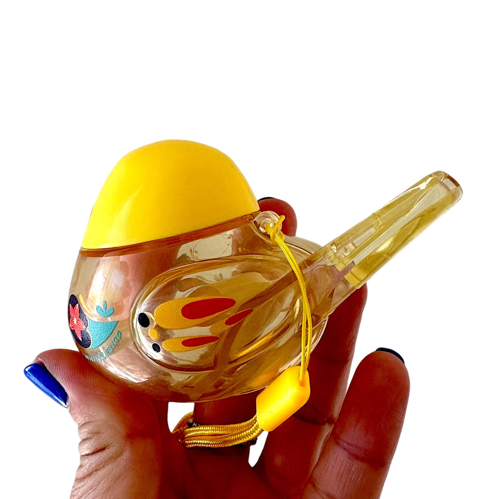 Clear Water Whistle Bird - Whimsical Water-Filled Whistle (Yellow) Music Frog Co