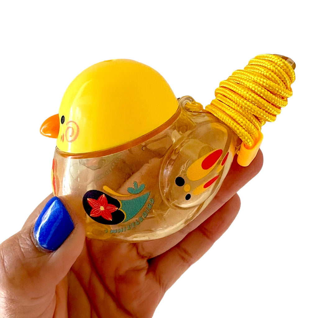 Clear Water Whistle Bird - Whimsical Water-Filled Whistle (Yellow) Music Frog Co