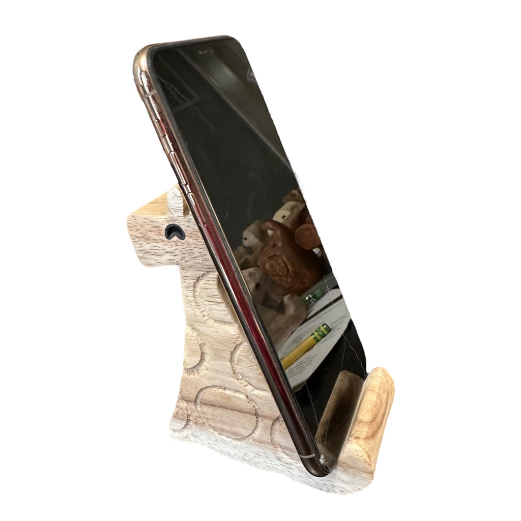 Wooden Giraffe Phone Holder Music Frog Co