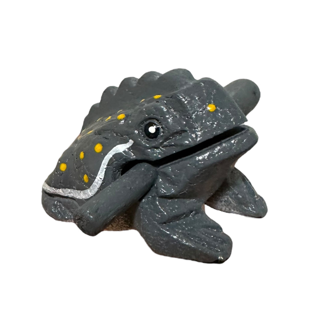 1.5" Wooden Musical Frog - Gray Design (Percussion Instrument) Music Frog Co
