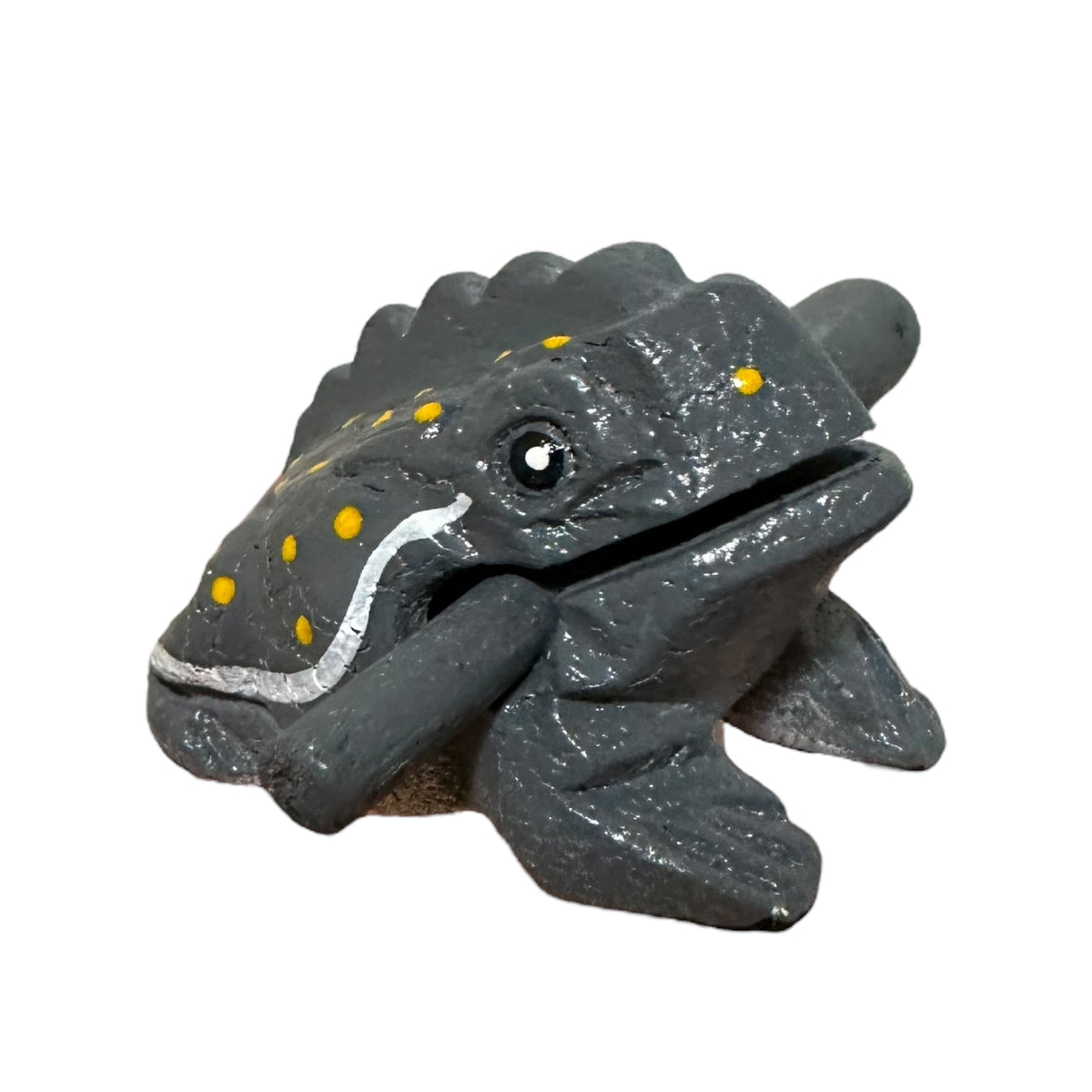 1.5" Wooden Musical Frog - Gray Design (Percussion Instrument) Music Frog Co
