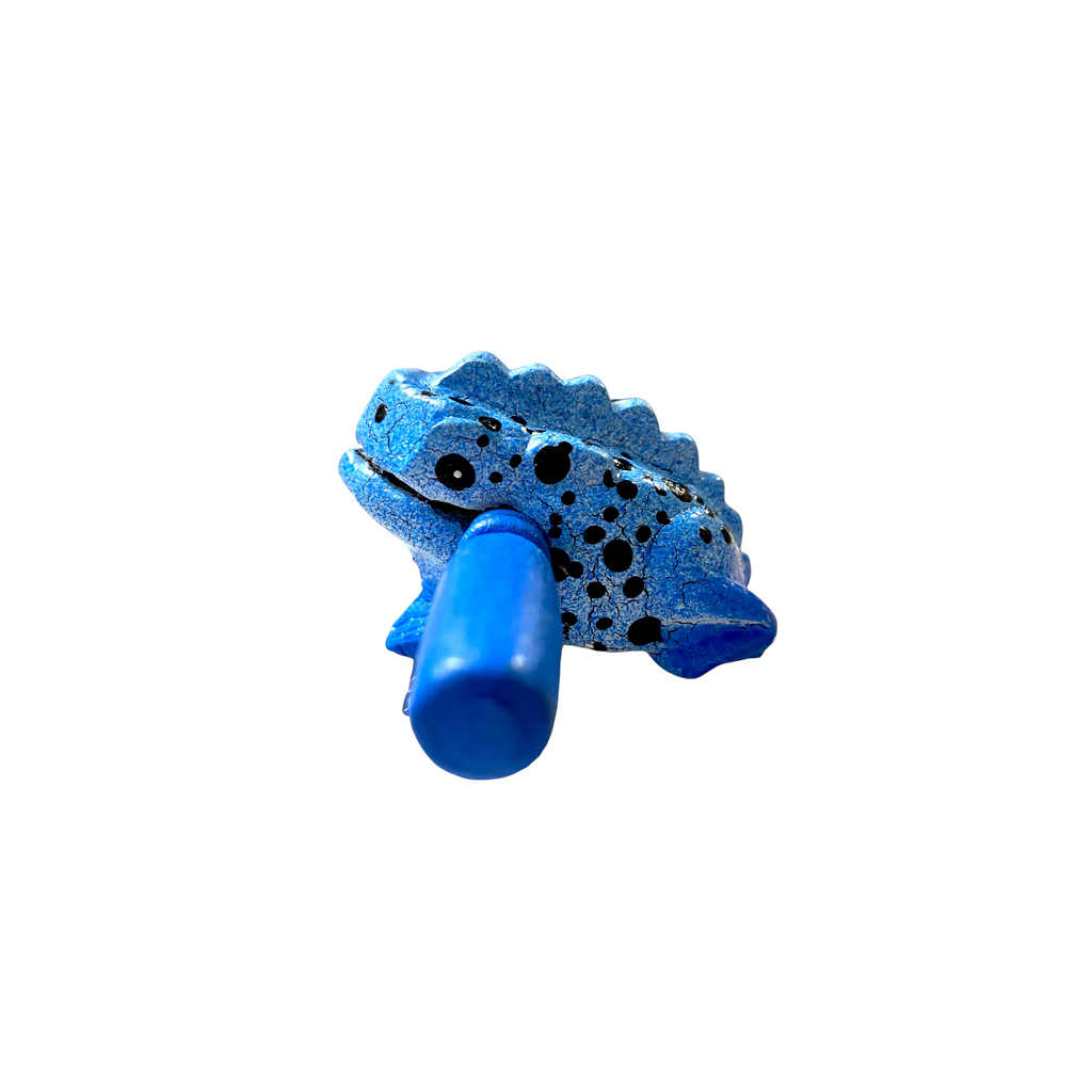 1.5" Wooden Musical Frog - Blue Dart Design (Percussion Instrument) Music Frog Co