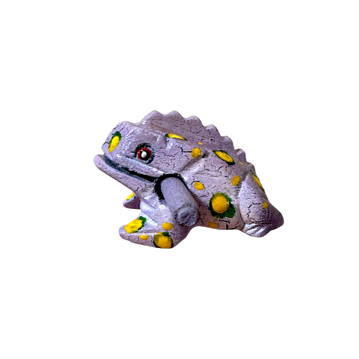 1.5" Wooden Musical Frog - Lavender Design (Percussion Instrument) Music Frog Co