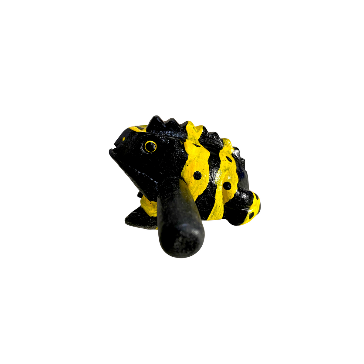 1.5" Wooden Musical Frog - Yellow Dart Design (Percussion Instrument) Music Frog Co