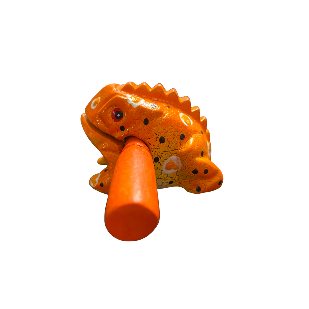 2" Wooden Musical Frog - Pumpkin Design (Percussion Instrument) Music Frog Co