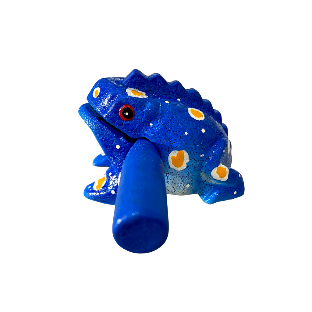 3" Wooden Musical Frog - Winter Design (Percussion Instrument) Music Frog Co
