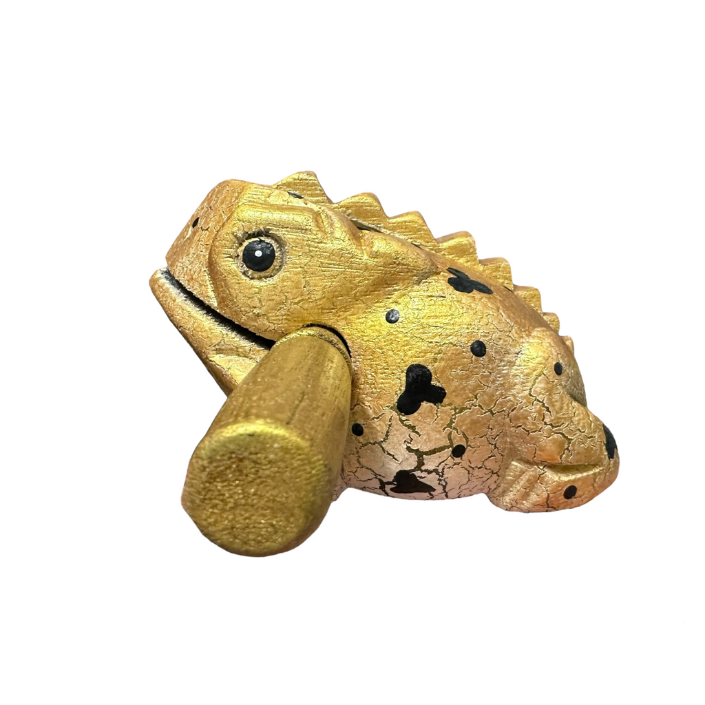 4" Wooden Musical Frog - Egyptian Golden Design (Percussion Instrument) Music Frog Co