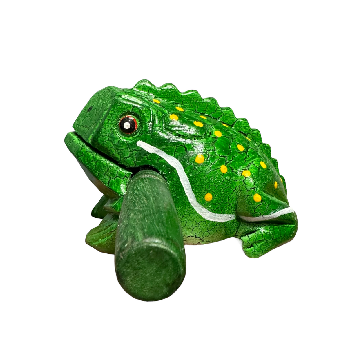 4" Wooden Musical Frog - Green Leaf Design (Percussion Instrument) Music Frog Co