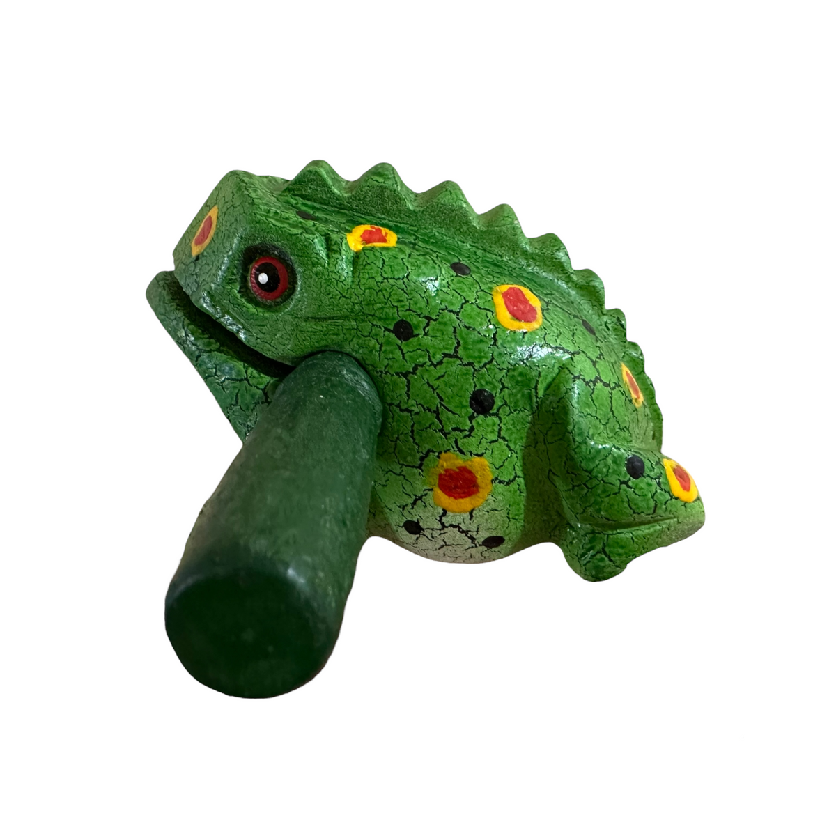 4" Wooden Musical Frog - Green Spring Design (Percussion Instrument) Music Frog Co