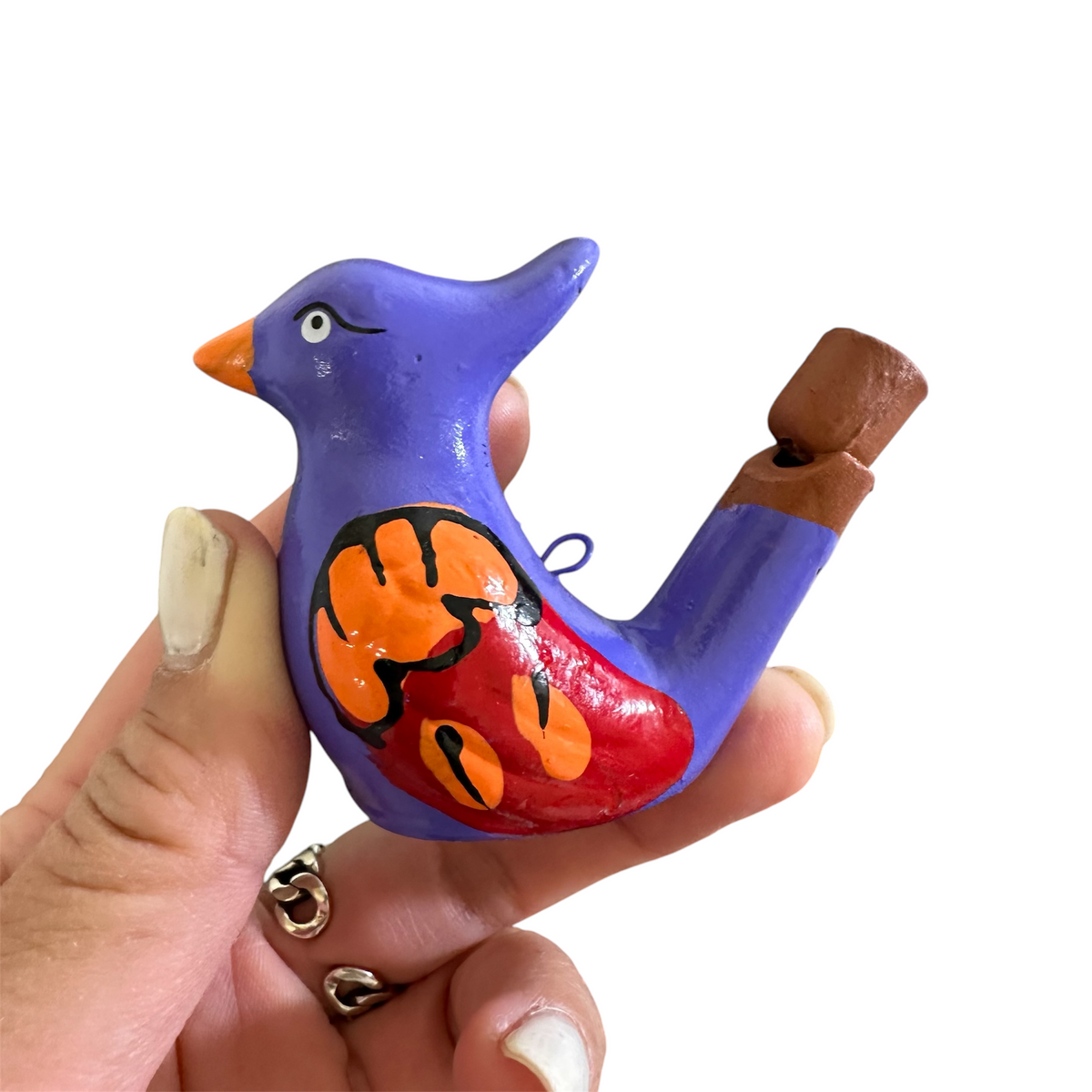 Clay Water Whistle Bird (Purple crest) Music Frog Co