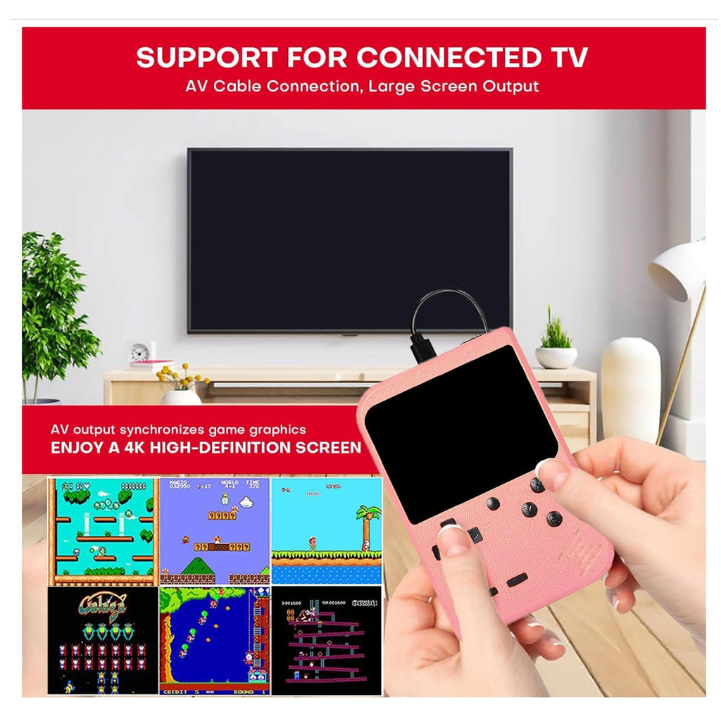 Handheld Video Game Console for Kids Portable Player Mini Arcade Electronic Toy, 400 Games Pink The Noodley