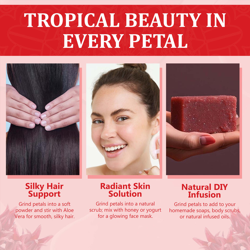 Akshit 5 oz. Dried Hibiscus Flowers (Flor de Jamaica) Tea | Loose Leaf Tea | Caffeine-Free | Vegan Friendly | Fleurs d'hibiscus – Antioxidant Herbal Tea Akshit