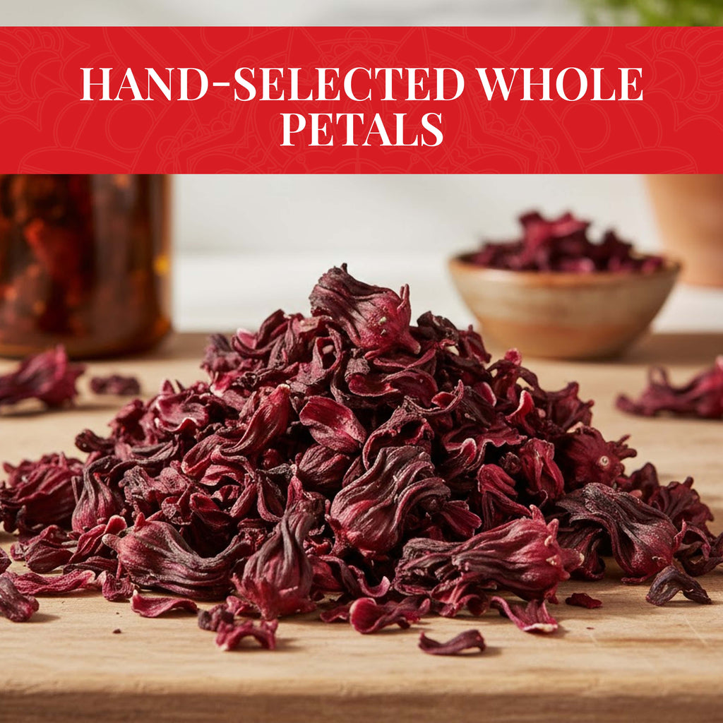 Akshit 5 oz. Dried Hibiscus Flowers (Flor de Jamaica) Tea | Loose Leaf Tea | Caffeine-Free | Vegan Friendly | Fleurs d'hibiscus – Antioxidant Herbal Tea Akshit